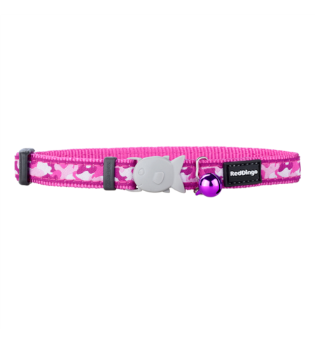 Red Dingo Cat Collar Camouflage Hot Pink 12mm x 20-32cm