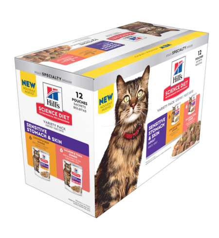 Hill’s Science Diet Adult Sensitive Skin & Stomach Variety Pack Cat Food Pouches 12x79.37g