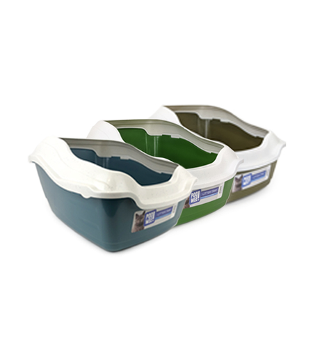 POOWEE Cat Litter Pan with High Sides & Rim