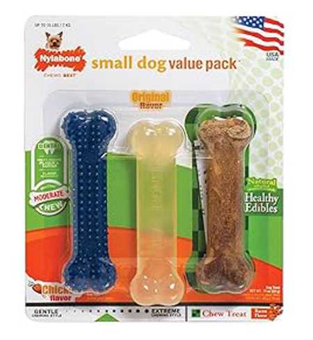 Nylabone Flexi Chew & Healthy Edibles Small Dog 3pk