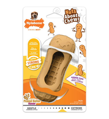 Nylabone Strong Chew Fillable Peanut Treat Toy Wolf