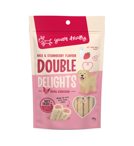 Yours Droolly Double Delight Milk & Strawberry 150g