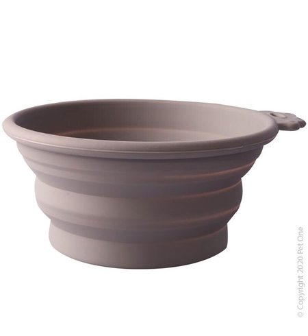 Pet One Silicone Travel Bowl 370ml Grey