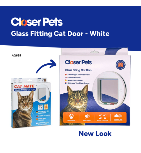 CloserPets Cat Door Glass White