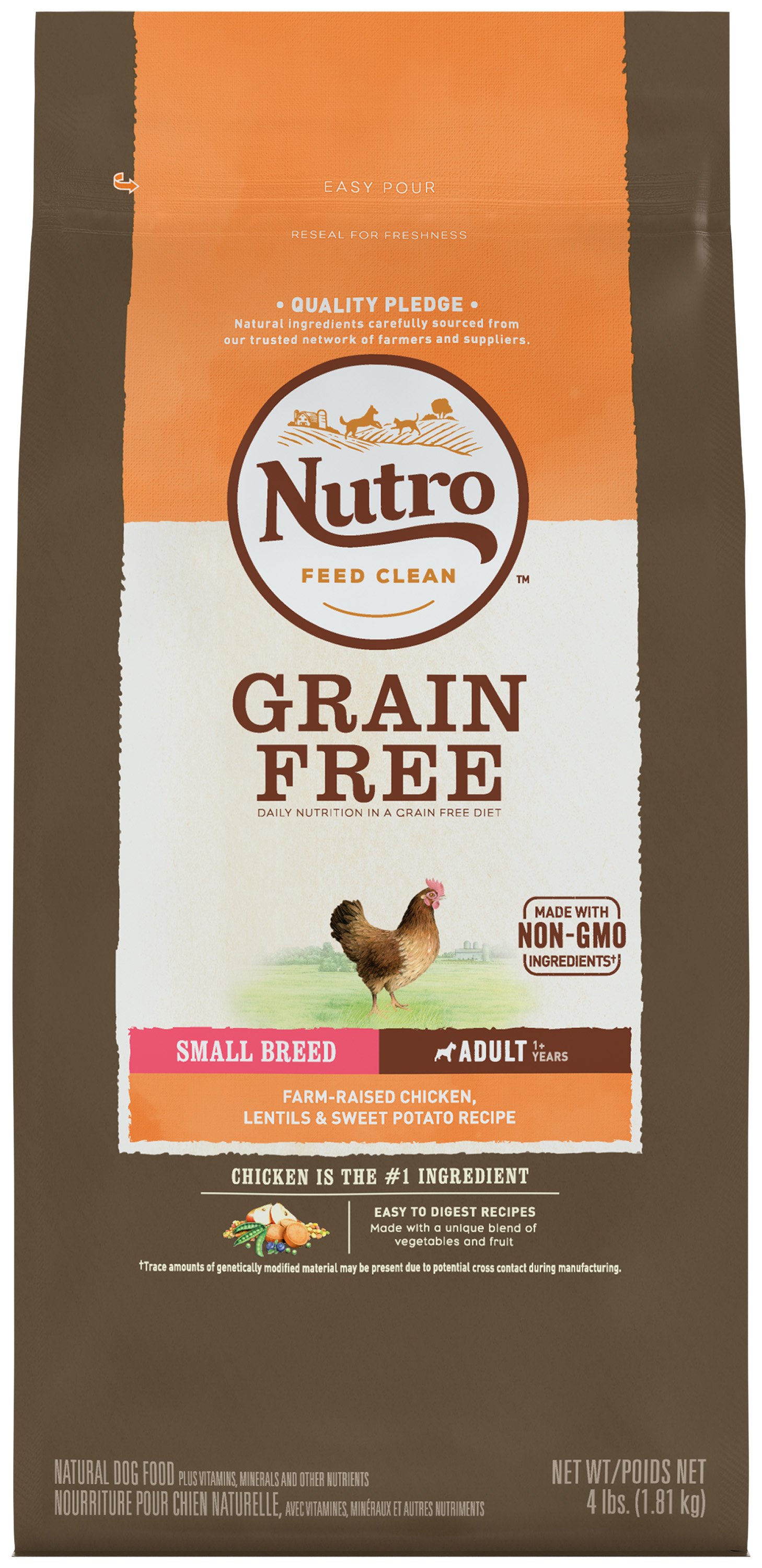 Nutro Grain Free Chicken, Lentil & Sweet Potato Small Breed Adult Dog Food 1.8kg - Dog : The Pet