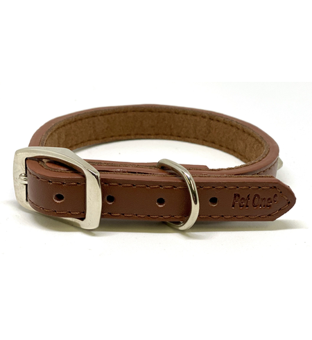 Pet One Leather Dog Collar 30cm Brown